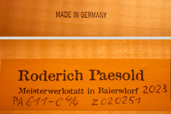 4/4 cello made by German luthier Roderich Paesold in Baiersdorf, Germany in 2023